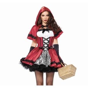 Lil' Red Riding Hood Gothic Adult Women's Costume Sexy Large Dress Hood Gloves